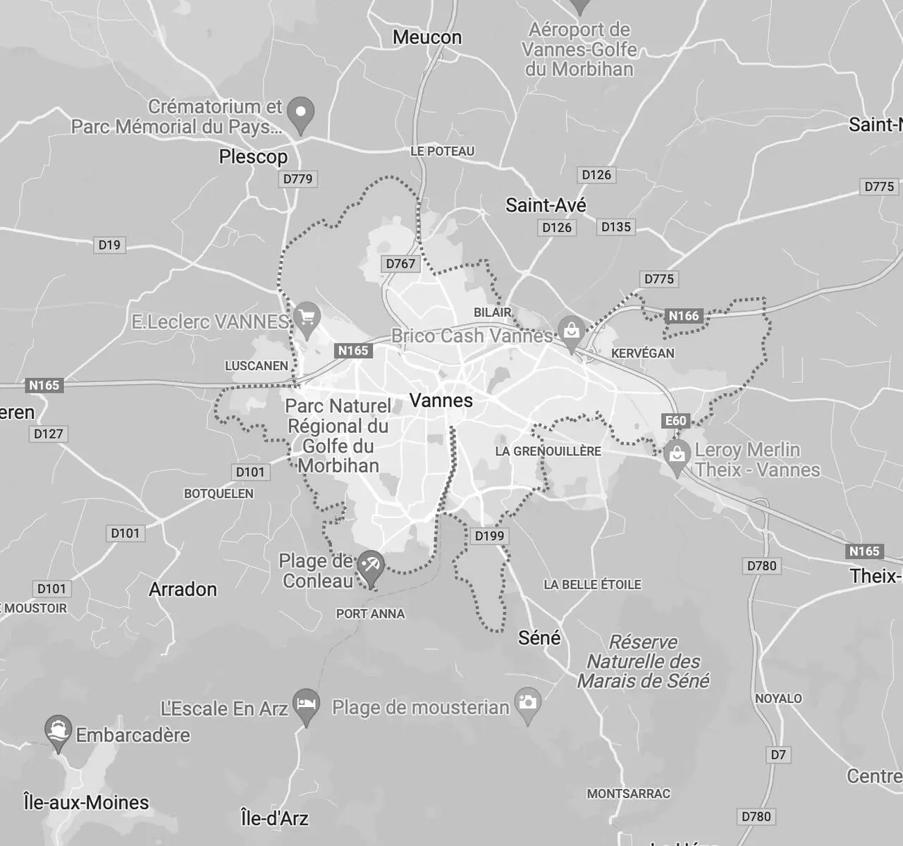 Carte géographique de Vannes agence AR Performance