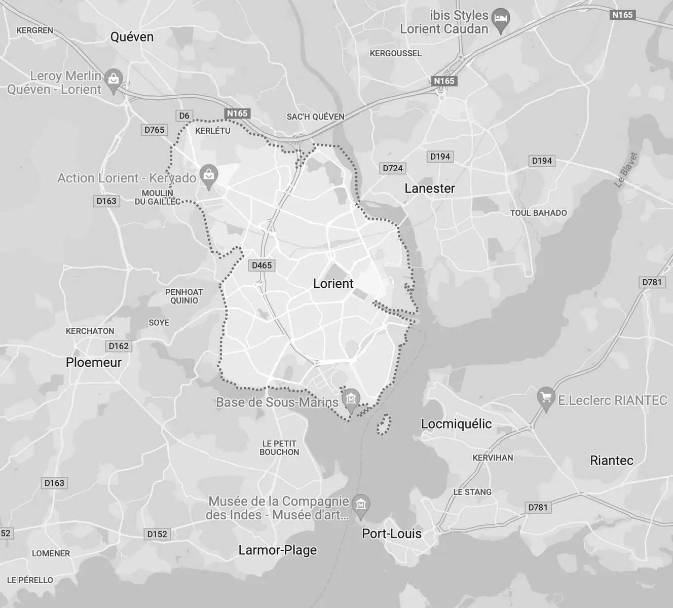 Carte géographique de Lorient agence AR Performance