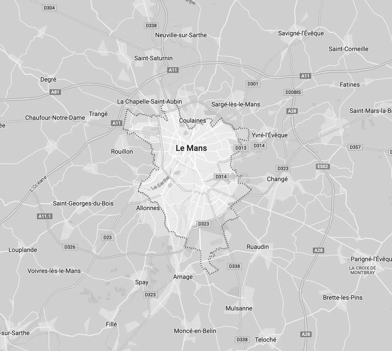 Carte géographique du Mans agence AR Performance