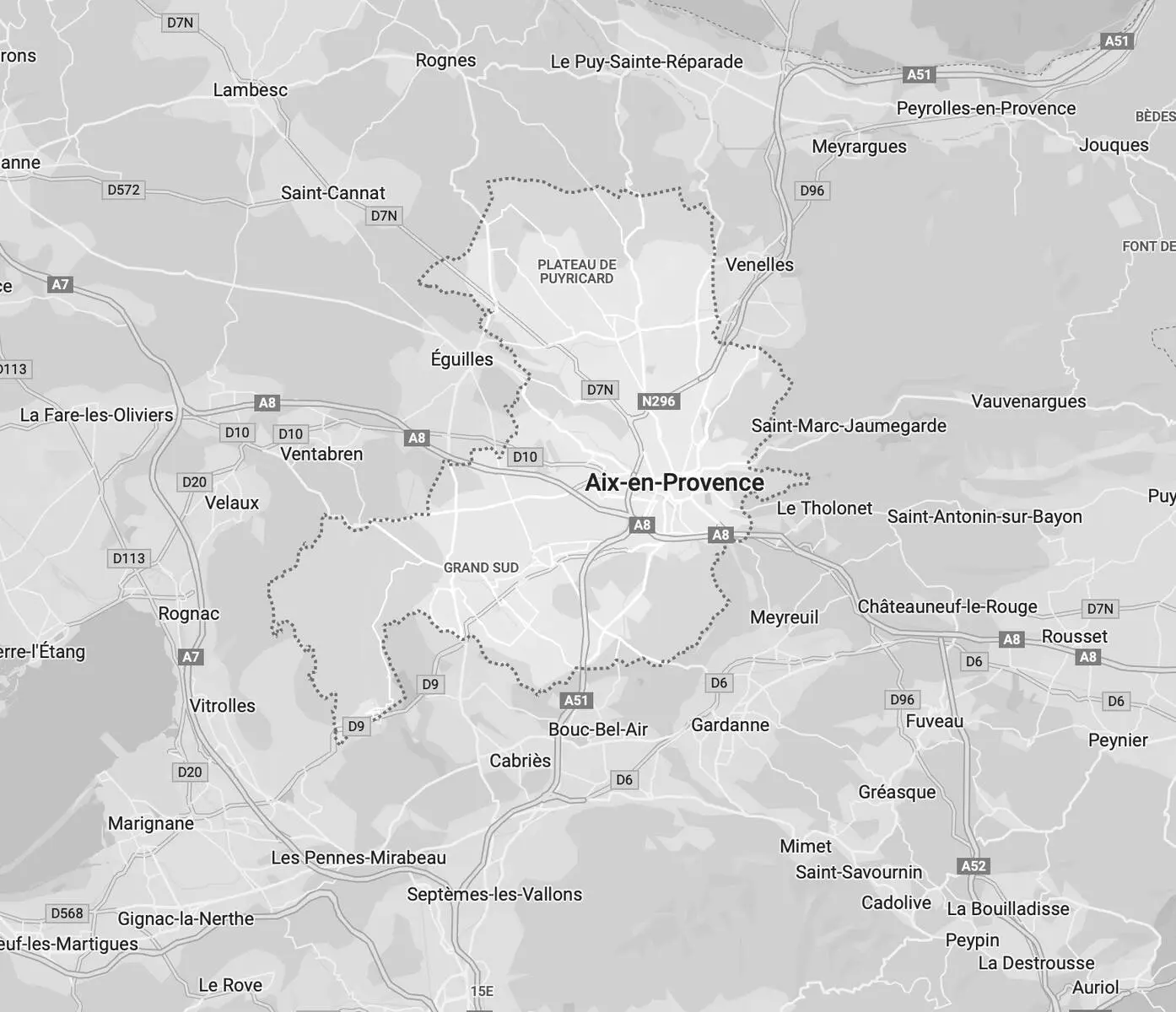 Carte géographique d'Aix-en-Provence agence AR Performance