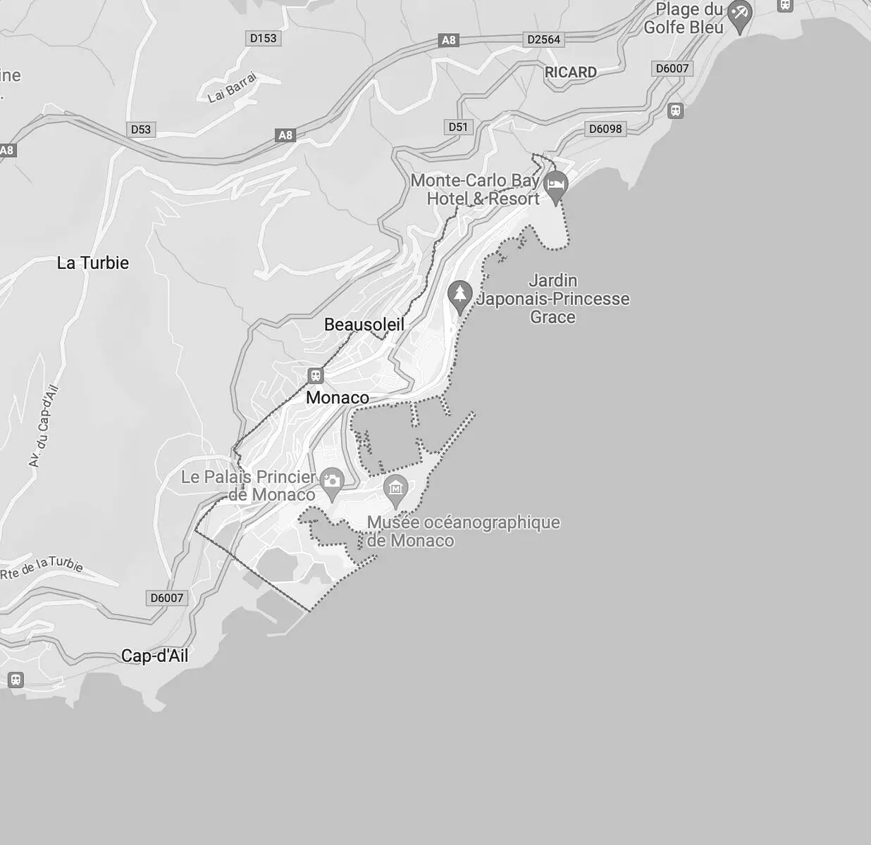 Carte géographique de Monaco agence AR Performance