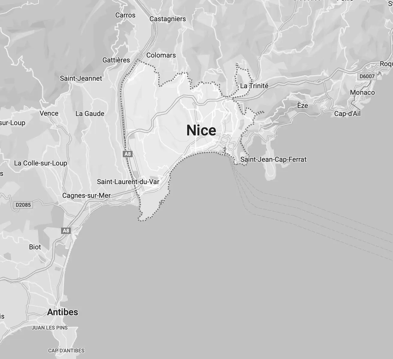 Carte géographique de Nice agence AR Performance